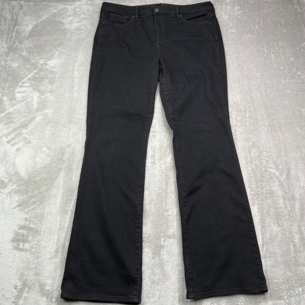 NYDJ Barbara Bootcut Jeans Womens 12 Black Solid Stretch Lift Tuck Technology